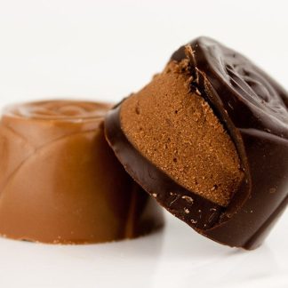 Chocolate bonbons with some chocolate filling.